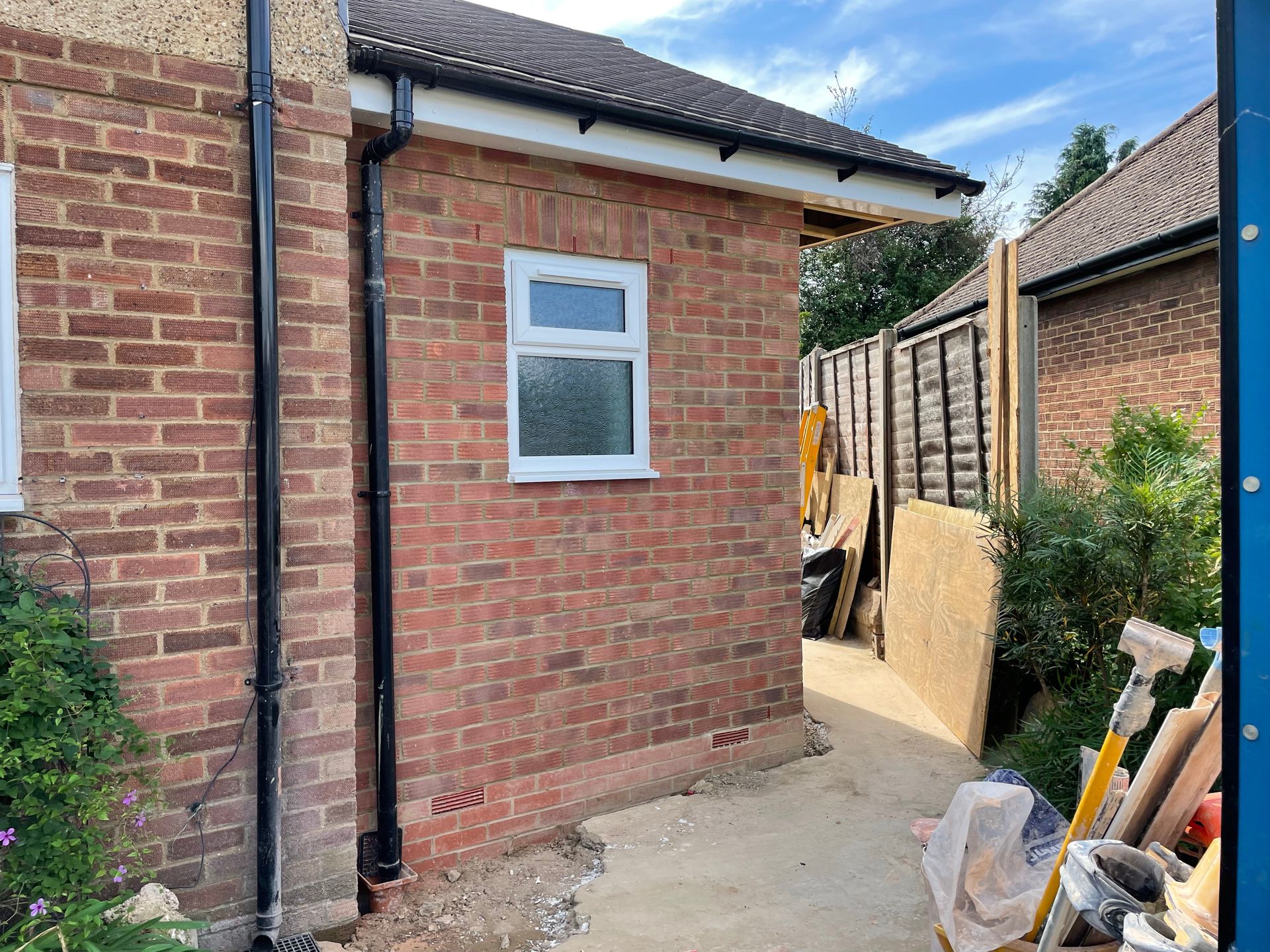 Sue's extension — mid-build brickwork