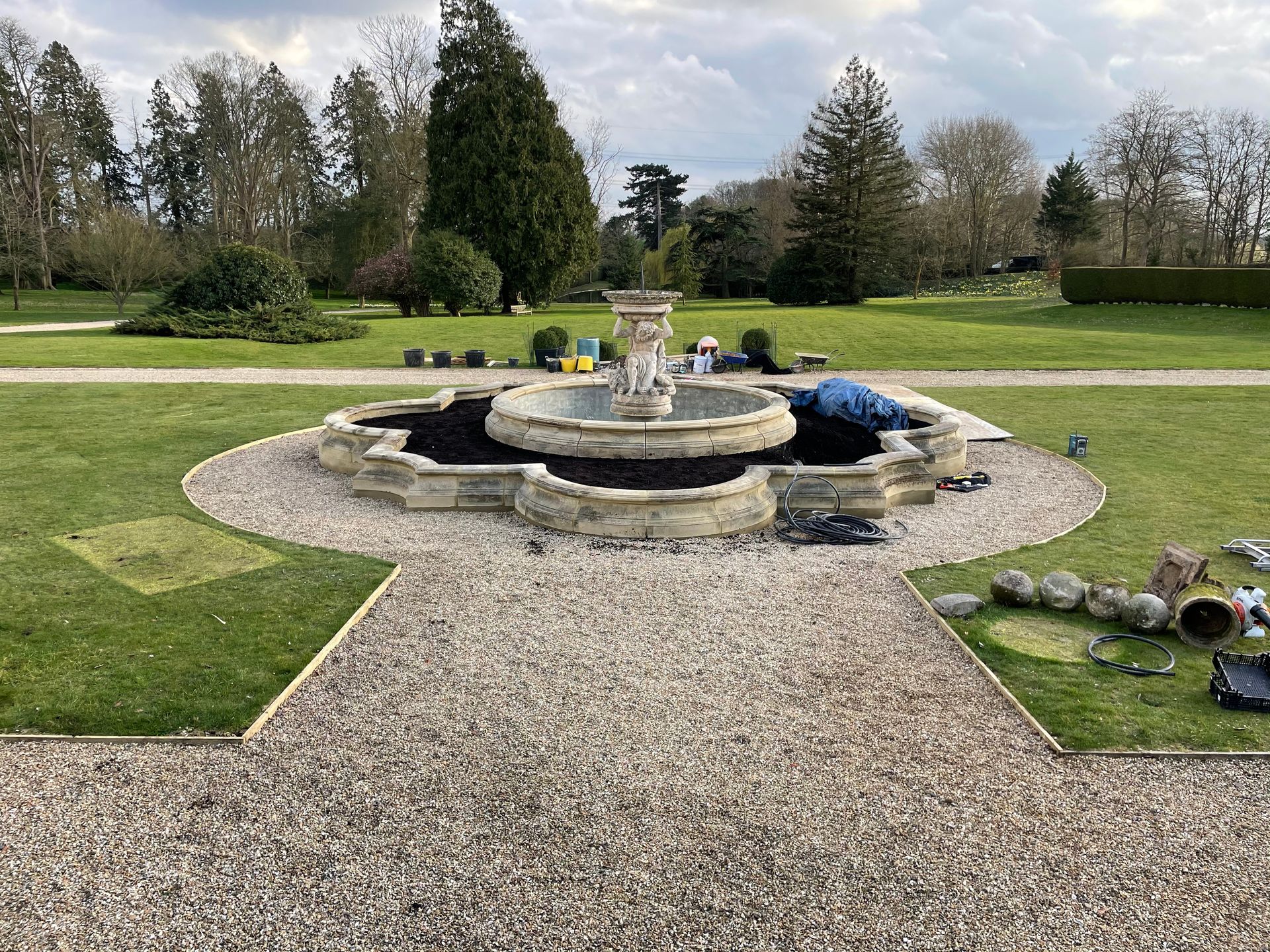 Fountain Feature & Landscaping — after